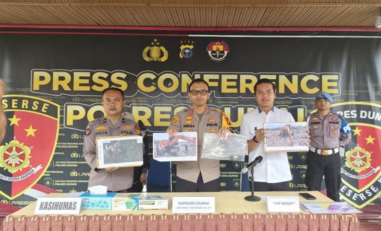 Polres Dumai Tangkap Perambah Kawasan Konservasi, Alat Berat Disita
