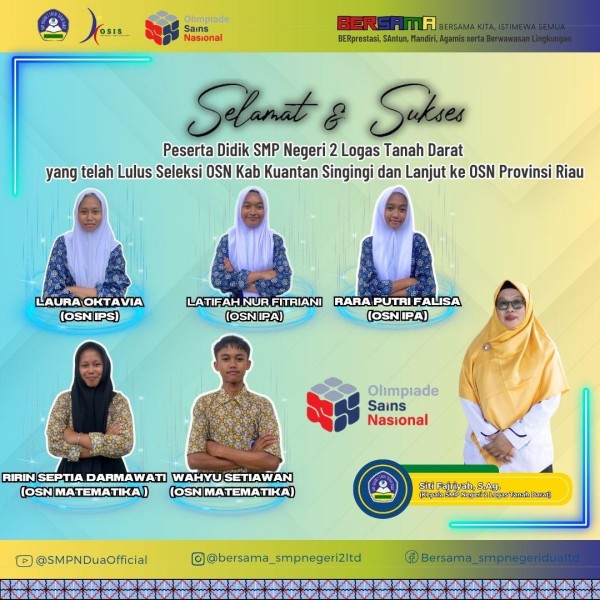 5 Siswa SMPN 2 Logas Tanah Darat Lolos OSN Kabupaten dan Melaju ke Tingkat Provinsi