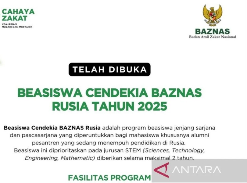 Baznas membuka Program Beasiswa Rusia 2025 untuk tingkatkan pendidikan
