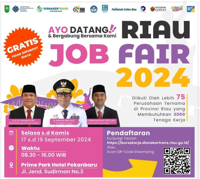 Tiga Ribu Lowongan Kerja di Riau Job Fair 2024, Ini Nama Daftar Perusahaannya