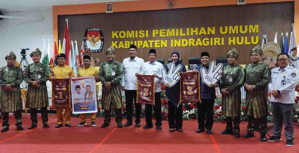 Tiga Paslon Bupati dan Wakil Bupati Inhu Cabut Nomor Urut