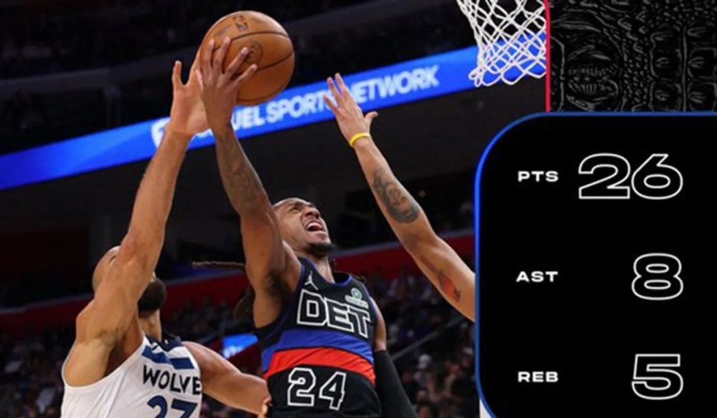 Pistons bekuk Timberwolves 113-108 Meski Tampil Tanpa Bintang Utama