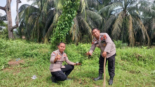 Gerakan Penghijauan, Polsek Ukui Dukung Inisiatif Green Policing Polda Riau
