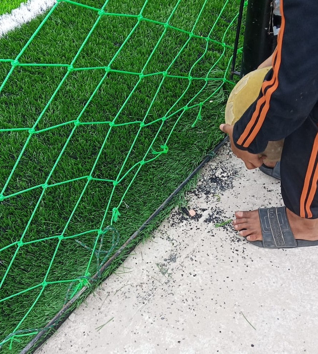 Lapangan Kencana Mini Soccer Dirusak OTK, Jaring Pembatas Dibobol