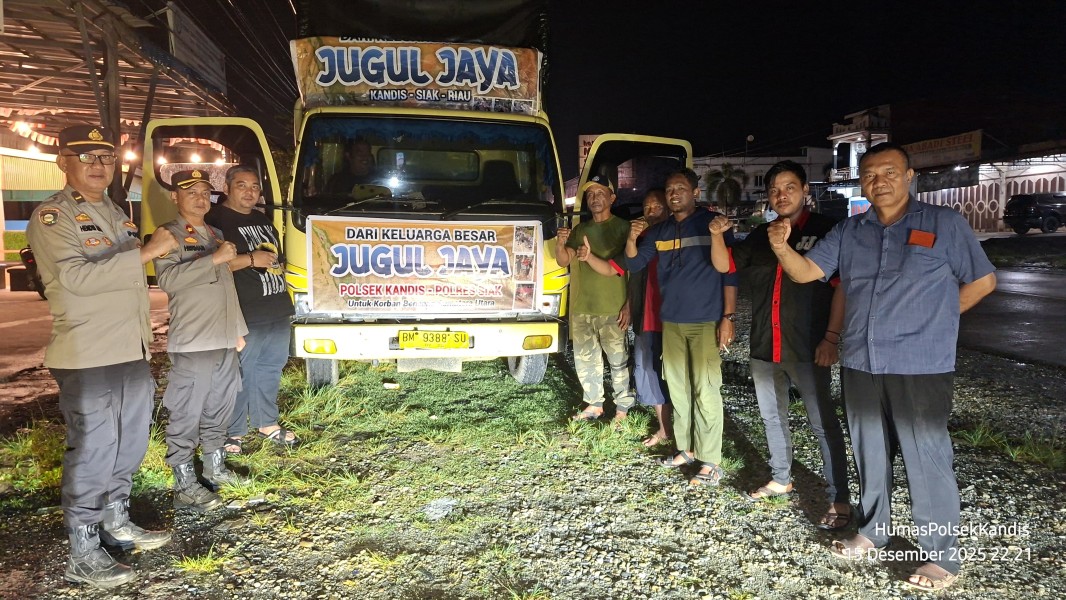 Polsek Kandis Polres Siak Bersama CV. Jugul Jaya Kirim Bantuan untuk Korban Bencana di Tiga Provinsi