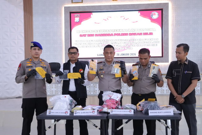 Polres Rohil Bongkar Jaringan Narkoba Internasional, Sita 3,98 Kilogram Sabu dan Ribuan Butir Pil Ekstasi