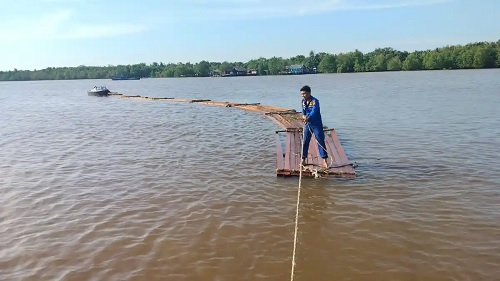 Polisi Sita 18 Rakit Kayu Ilegal di Sungai Dedap Meranti, Diduga Hasil Pembalakan Liar