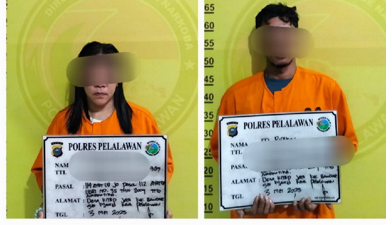 Polisi Pelalawan Tangkap Dua Pengedar Sabu, Termasuk Istri Bandar