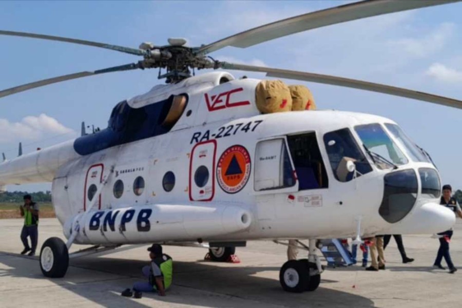 Mendarat di Riau, Heli Mi-8 Siap Padamkan Karhutla di Lokasi yang Sulit Dijangkau