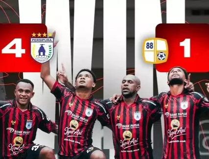 Hajar Barito 4-1, Persipura Kembali ke Puncak Grup B Championship