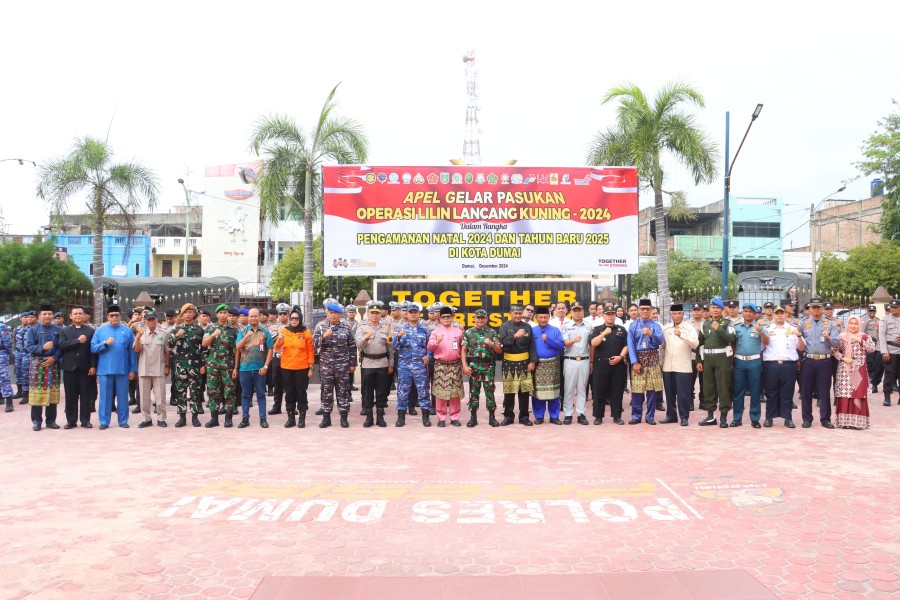 Ciptakan Kondusifitas Nataru di Dumai, Polres Gelar Apel Pasukan Operasi Lilin Lancang Kuning 2024